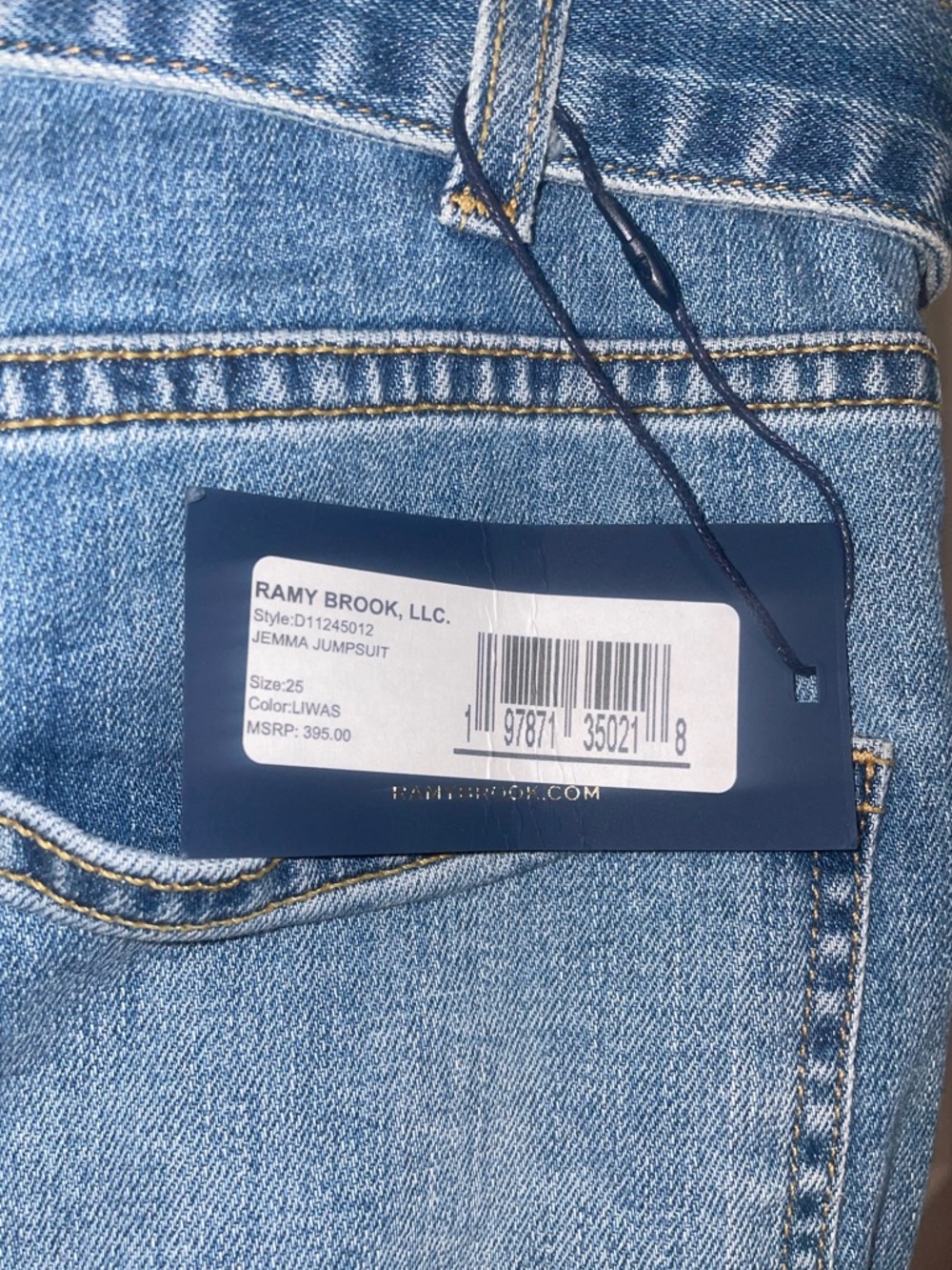 New! Ramy Brook Jemma Denim Wide Leg Belted Jumpsuit 💙 Size 26 NWT! - Picture 8 of 14